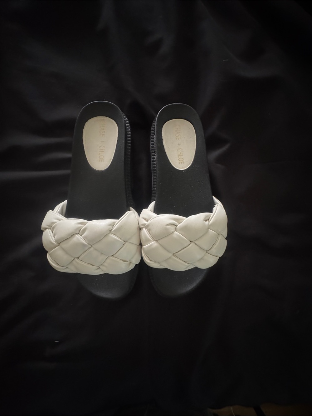 Chase + Chloe Cream Braided Wedge Slide Sandals size 39